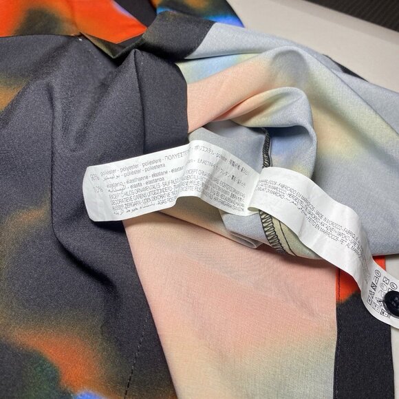 ZARA x RHUIGI Button Down Sm Short Sleeve Red Tie Dye Shirt Water Color New Tags - Picture 7 of 7